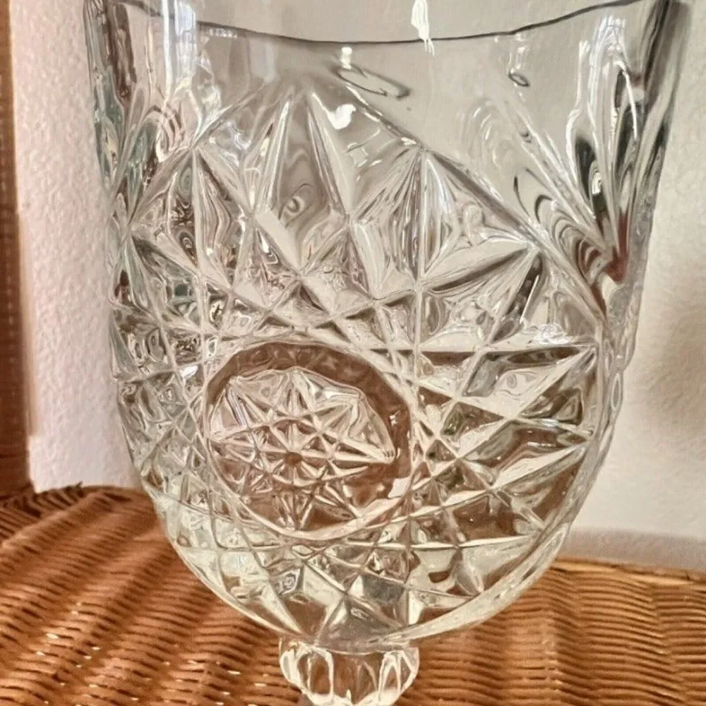 Vintage Libby brilliant Pressed Glass Water Goblet Wine Barware Drinkware
